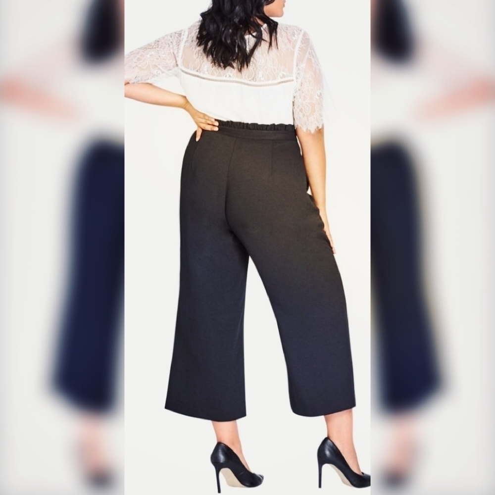 Plus Size 14 Slacks Trousers Pants Cropped Black